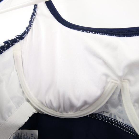 Lands End Navy Blue Pattern Swim Tankini Top Underwire Scoop Neck Size 8 - Picture 6 of 8